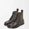 Campo Loafer-Stiefelette aus Kalbsleder und Kalbswildleder Dunkelbraun/Grün