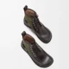 Campo Loafer-Stiefelette aus Kalbsleder und Kalbswildleder Dunkelbraun/Grün