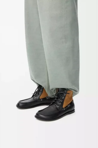 Campo Loafer-Stiefelette aus Kalbsleder und Kalbswildleder Schwarz/Schokolade