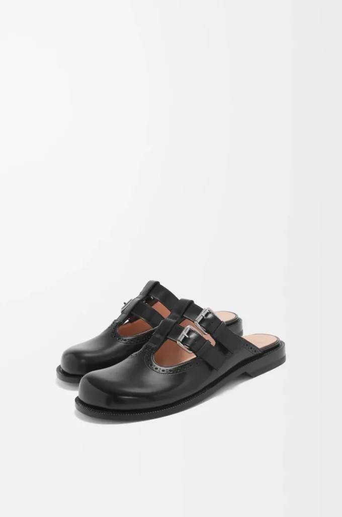 Campo Mary Jane Pantolette aus Kalbsleder Schwarz