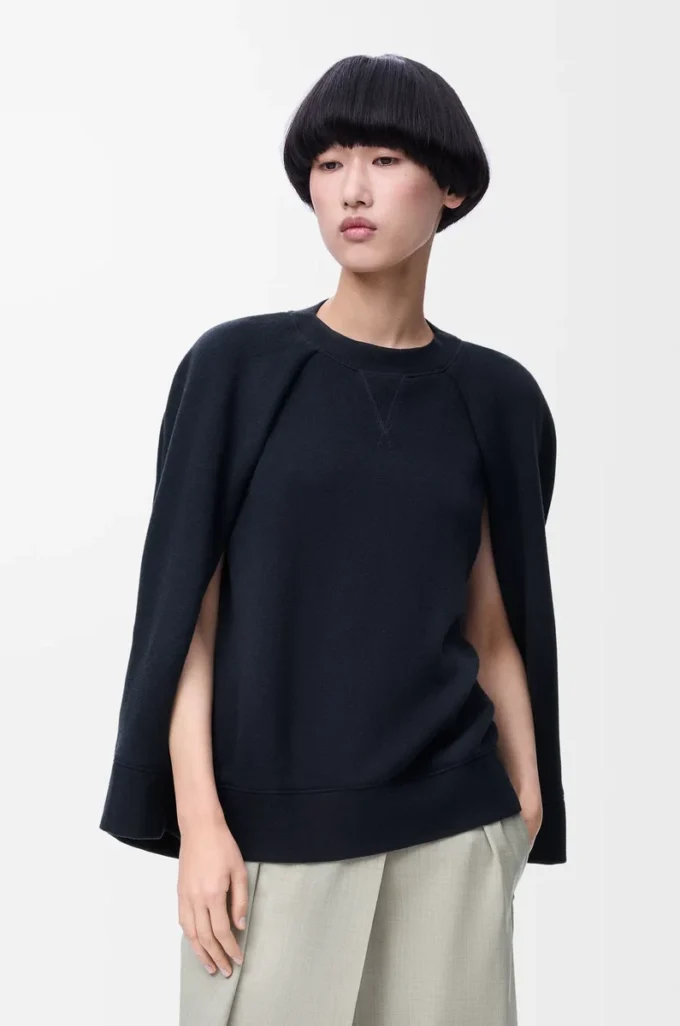 Cape-Sweatshirt aus Baumwollmischung Mitternachtsblau