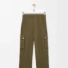 Cargohose aus Baumwolle in Khaki-Grün