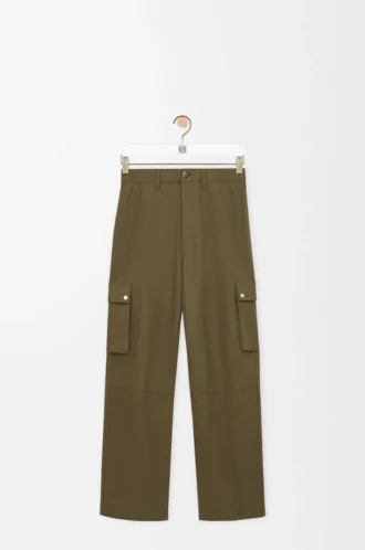 Cargohose aus Baumwolle in Khaki-Grün