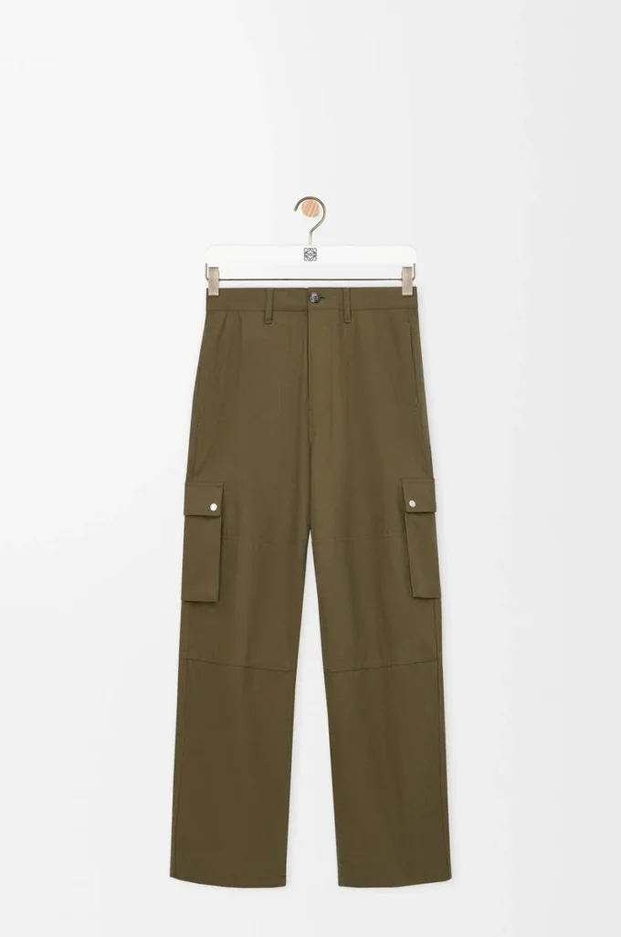 Cargohose aus Baumwolle in Khaki-Grün