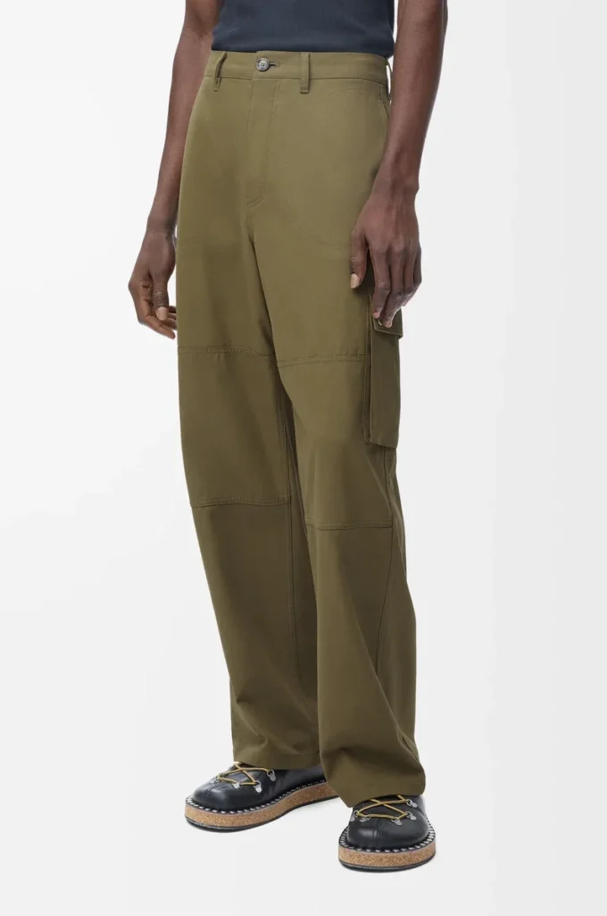 Cargohose aus Baumwolle in Khaki-Grün