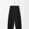 Cargohose aus Baumwolle und Seide Schwarz