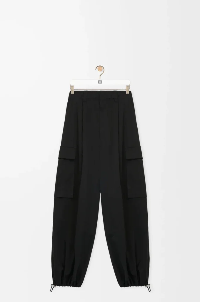 Cargohose aus Baumwolle und Seide Schwarz
