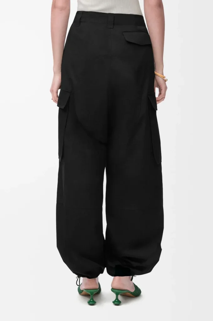 Cargohose aus Baumwolle und Seide Schwarz