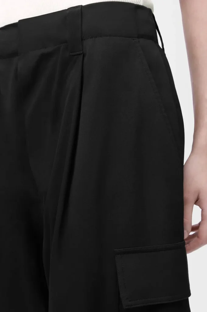 Cargohose aus Baumwolle und Seide Schwarz