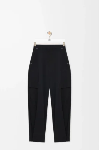 Cargohose aus Wolle Schwarz