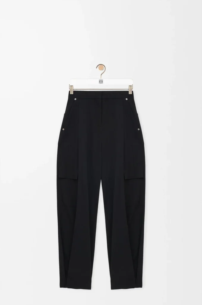 Cargohose aus Wolle Schwarz