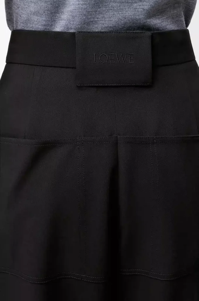 Cargohose aus Wolle Schwarz