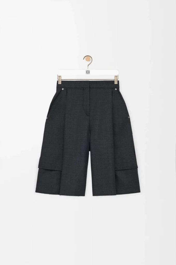 Cargoshorts aus Wolle Dunkelgrau
