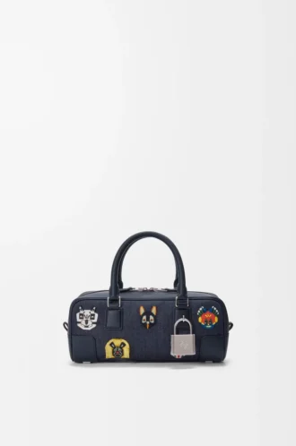 Cats Amazona 23 verkürzte Tasche aus besticktem Denim Blau