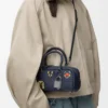 Cats Amazona 23 verkürzte Tasche aus besticktem Denim Blau