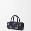 Cats Amazona 23 verkürzte Tasche aus besticktem Denim Blau