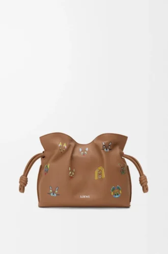 Cats Mini-Clutch Flamenco aus Nappakalbsleder Mokka