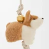 Corgi-Anhänger aus Filz und Kalbsleder in Soft White/Orange