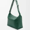Cubi Crossbody-Tasche aus geschmeidigem, glattem Kalbsleder und Jacquard Evergreen