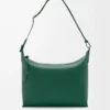 Cubi Crossbody-Tasche aus geschmeidigem, glattem Kalbsleder und Jacquard Evergreen