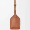 Cubi Crossbody-Tasche aus geschmeidigem, glattem Kalbsleder und Jacquard in Hellbraun