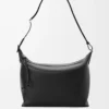 Cubi Crossbody-Tasche aus geschmeidigem, glattem Kalbsleder und Jacquard in Schwarz