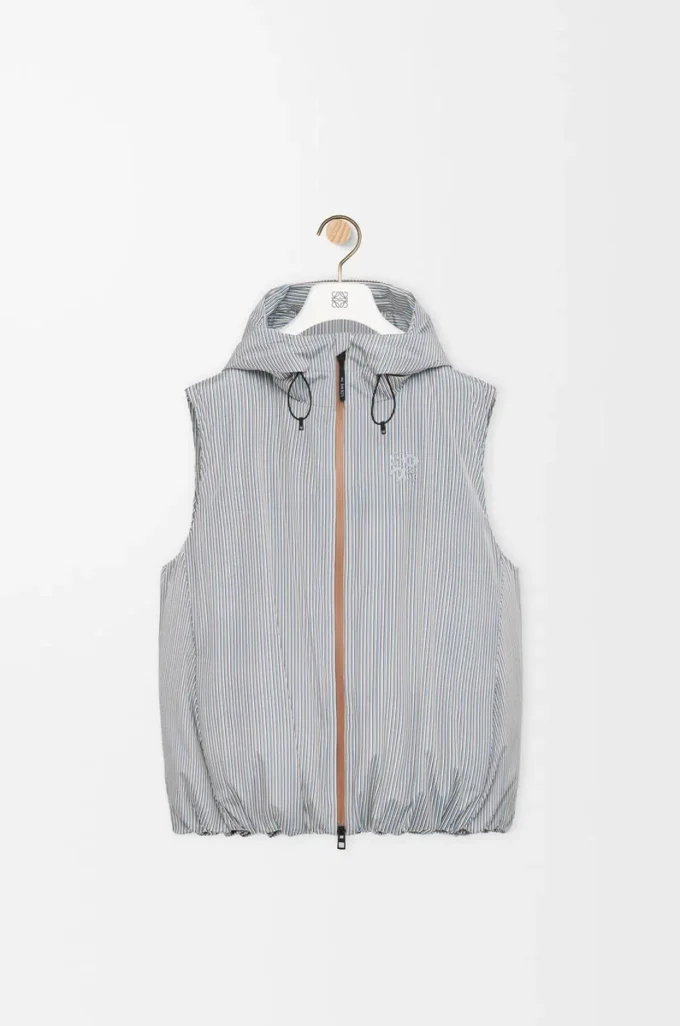 Daunenweste aus technischem Shell-Material Beige/Blau