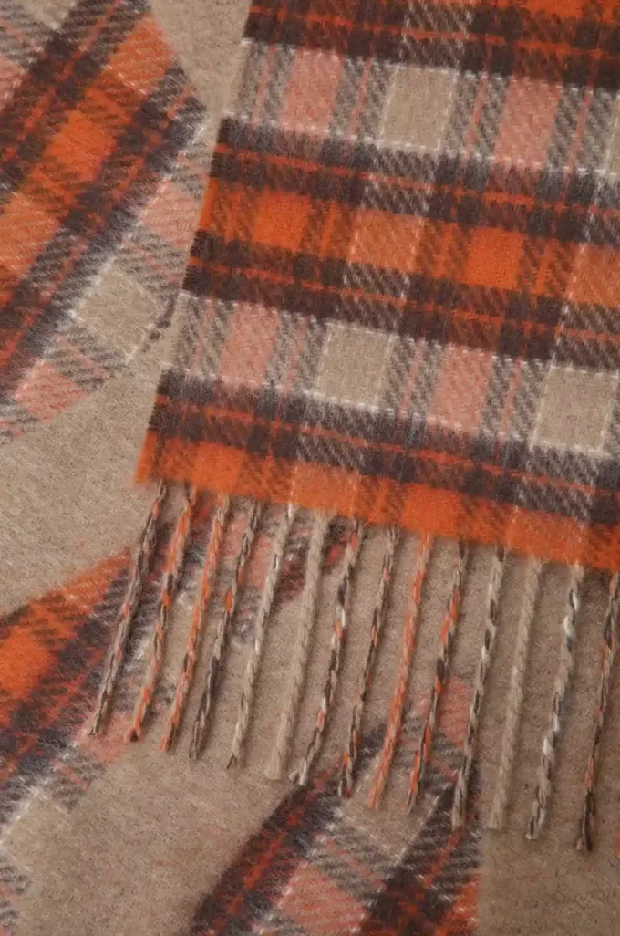 Decke aus Wolle und Kaschmir Beige/Orange