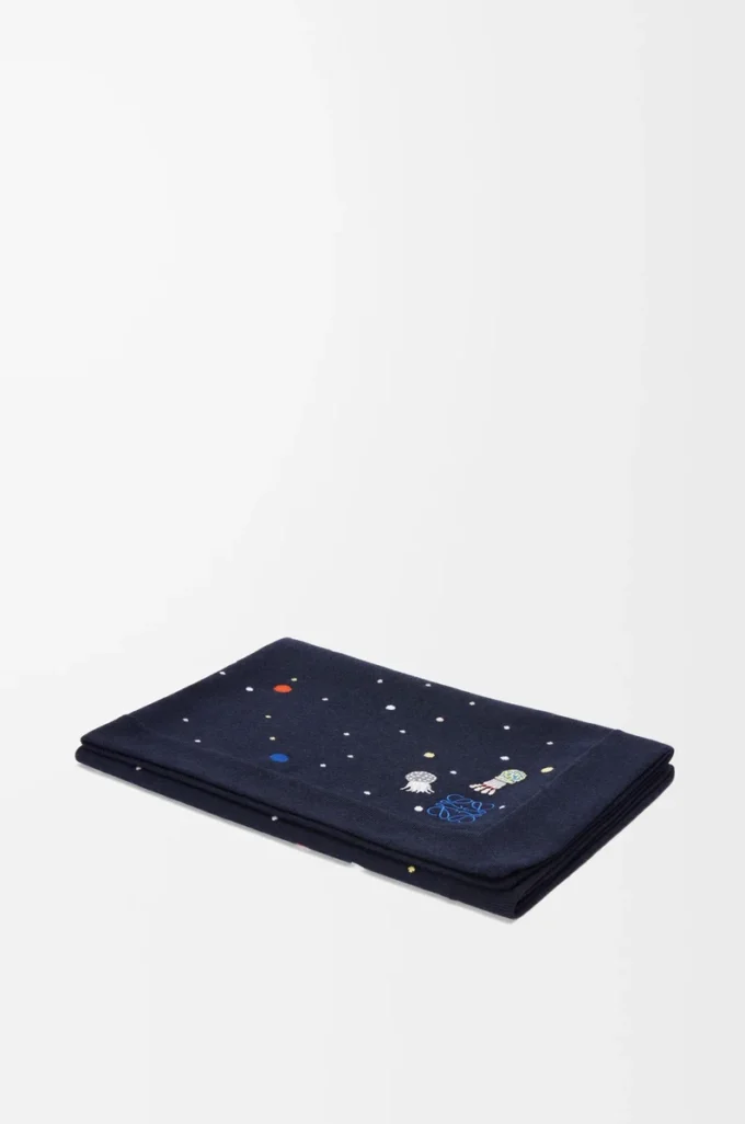 Deep Sea Decke aus Kaschmir Navy/Multicolor