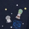 Deep Sea Decke aus Kaschmir Navy/Multicolor