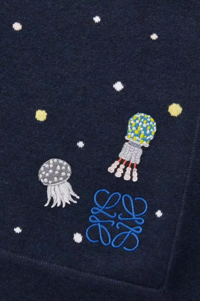 Deep Sea Decke aus Kaschmir Navy/Multicolor