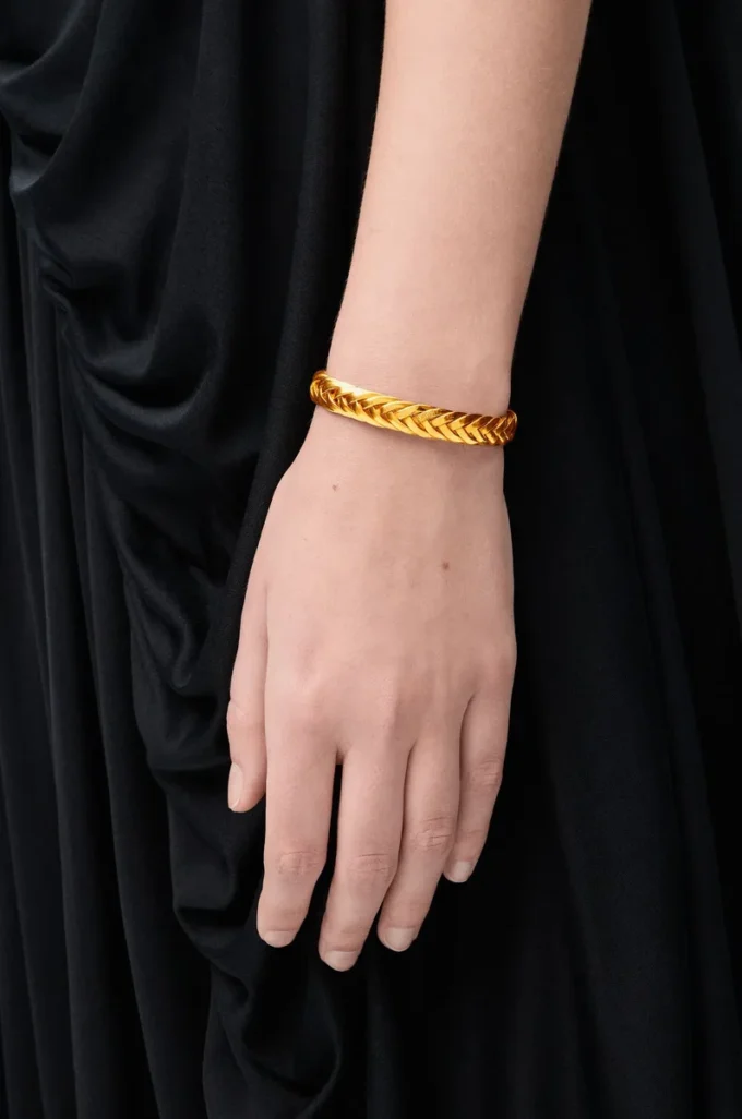Dünnes geflochtenes Armband aus Sterlingsilber Gold