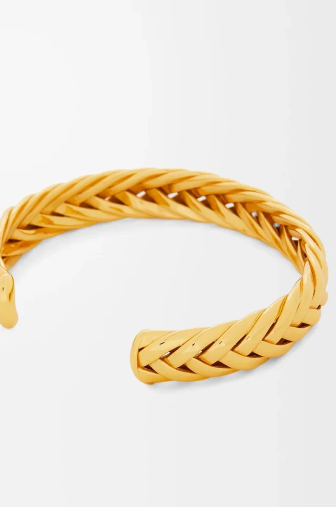 Dünnes geflochtenes Armband aus Sterlingsilber Gold