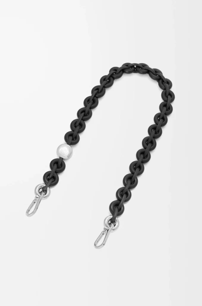 Donut-Kette aus Kalbsleder in Schwarz