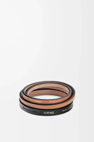 Doppelarmband aus klassischem Kalbsleder in Schwarz/Tan