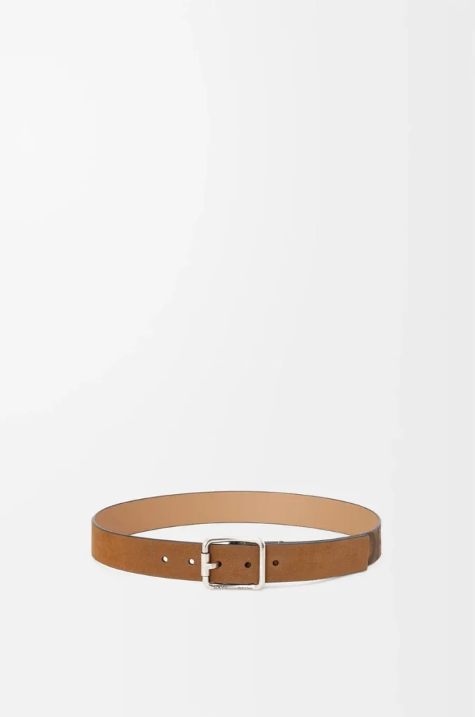 Doppelrollenschnalle aus gepresstem Wildleder in Cognac/Vintage Palladium