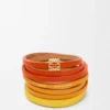 Doppelt gewundenes Armband aus Kalbsleder in leuchtendem Orange/Gelb