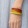 Doppelt gewundenes Armband aus Kalbsleder in leuchtendem Orange/Gelb