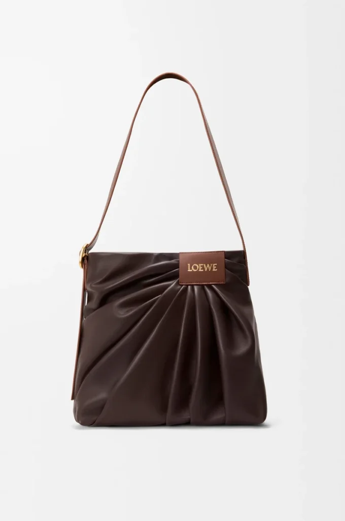 Draped Tote aus weichem Nappalammleder Dunkelbraun