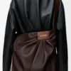 Draped Tote aus weichem Nappalammleder Dunkelbraun