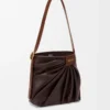 Draped Tote aus weichem Nappalammleder Dunkelbraun