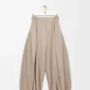 Drapierte Hose aus Baumwolle und Seide Beige