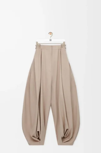 Drapierte Hose aus Baumwolle und Seide Beige