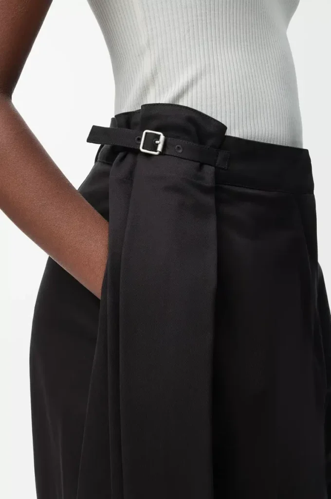 Drapierte Hose aus Baumwolle und Seide Schwarz