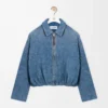 Drapierte Jacke aus Denim in Indigo Blue