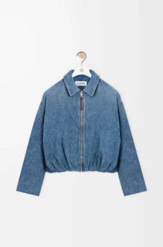 Drapierte Jacke aus Denim in Indigo Blue