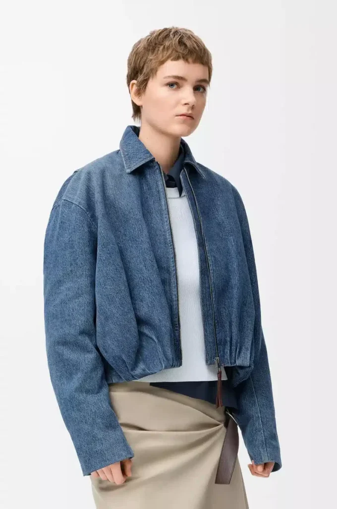 Drapierte Jacke aus Denim in Indigo Blue