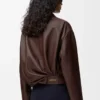 Drapierte Jacke aus Nappalammleder in Schokoladenbraun
