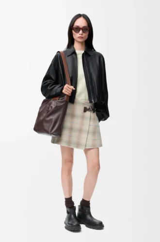 Drapierte Jacke aus Nappalammleder Schwarz