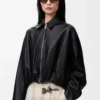 Drapierte Jacke aus Nappalammleder Schwarz